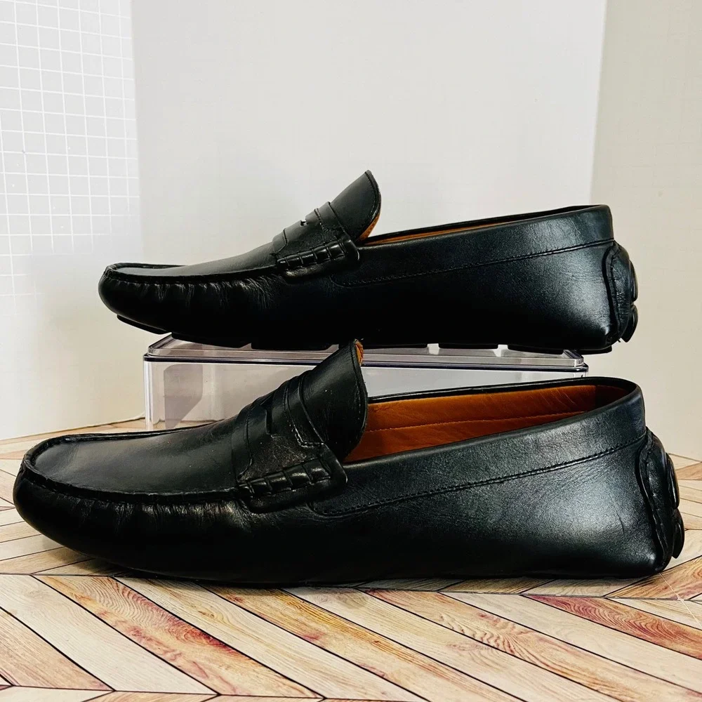 Allen Edmonds Lewis Penny Loafer Mens 9 D Black Leather Driving Mocs Preppy 7770